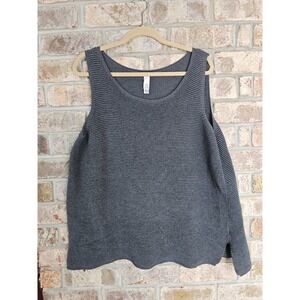 MARLA WYNNE Ribbed Knit Sleeveless Tank Top XL Charcoal Cotton‎ Blend Shell EUC